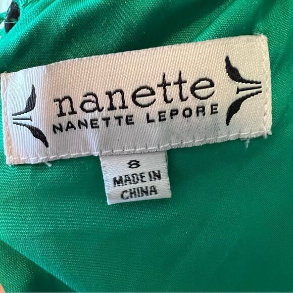 Nanette Lepore Shamrock Green Animal Print Pleated Sleeveless A Line Dress - Picture 2 of 16